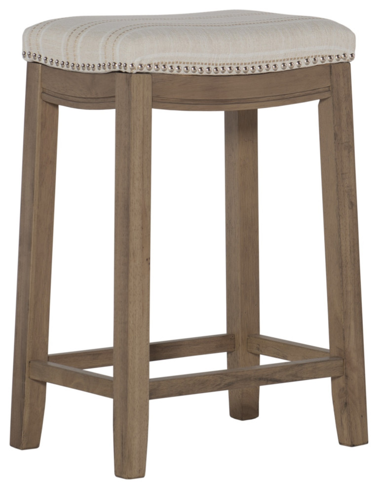 Claridge Linen Striped Counter Stool Transitional Bar Stools And