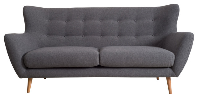 Cooper Retro-Scandinavian Sofa, Dark Grey, 3-Seater