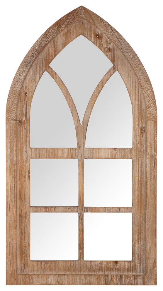 Wooden Antique Style Church WINDOW Frame Primitive Wood Gothic 34" Shabby 