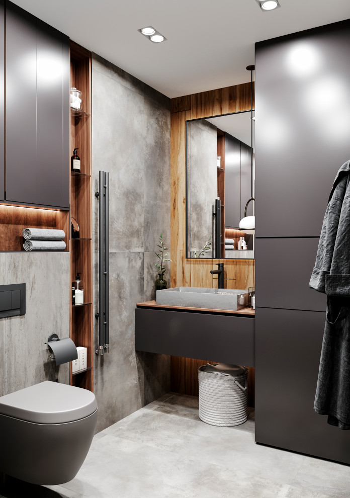 Ванная и душевая комната в сером цвете