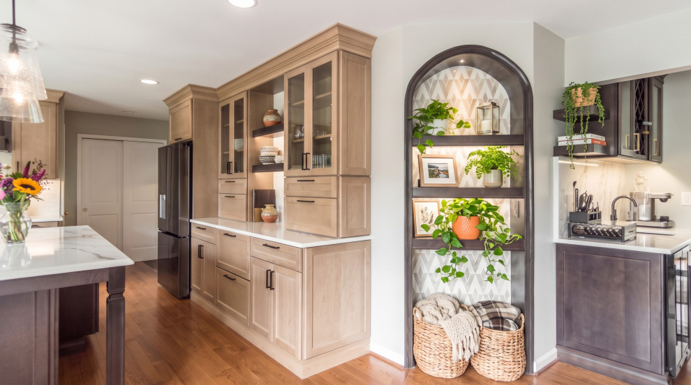 two tone kitchen with custom arch