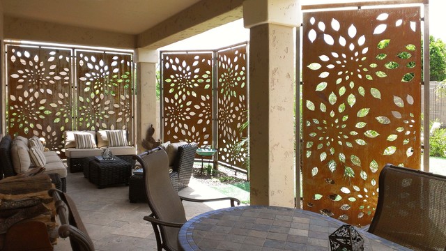 Rusted steel privacy screen - Contemporary - Patio - phoenix - by ...