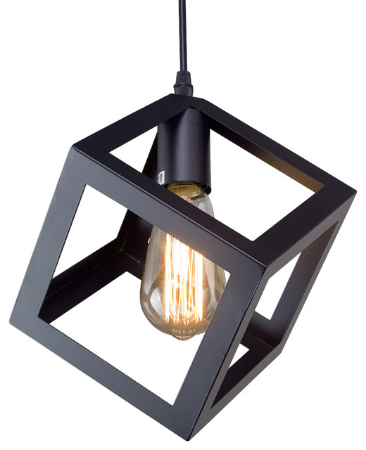 Lnc Black Cube Retro Style Industrial Mini Ceiling Pendant Light Shade Lighting By Houzz - Cube Pendant Ceiling Light
