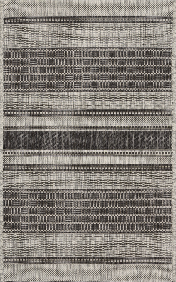 2'x3' Monochrome Striped Indoor Outdoor Scatter Rug Contemporary