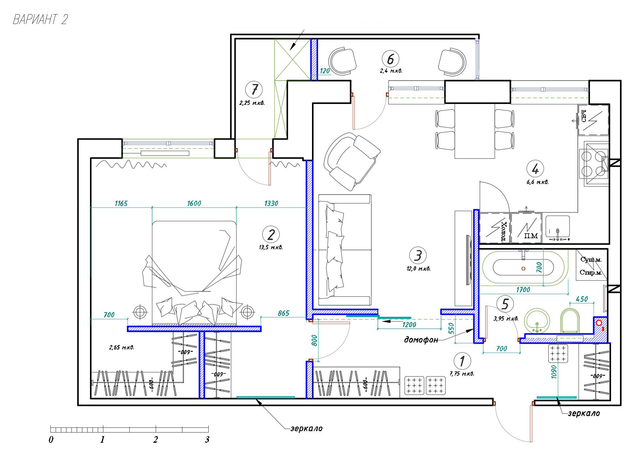 Поиск планировки: Двушка в панельке для молодой семьи [5 планов] | Houzz  Россия