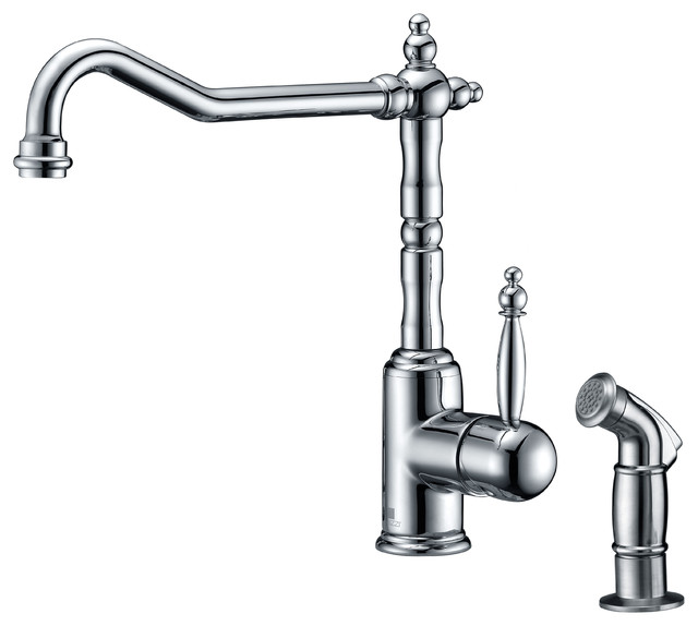 Anzzi Locke 1 Handle Standard Kitchen Faucet With Side Sprayer Traditional Kitchen Faucets By Bathroom Bazzar