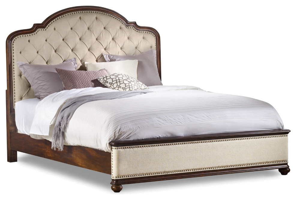 Leesburg Queen Upholstered Bed with Wood Rails