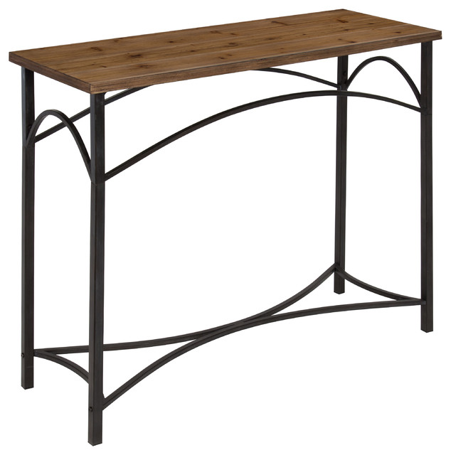 Kate and Laurel Strand Console Table, Rustic Wood Top With Iron Legs -  Rustic - Console Tables - by Uniek Inc. | Houzz