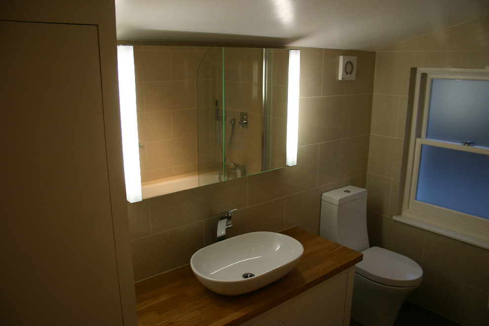 Design ideas for a small contemporary bathroom in London.