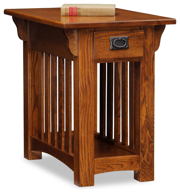 Leick Furniture Mission Chairside Table With Storage Drawer And Shelf