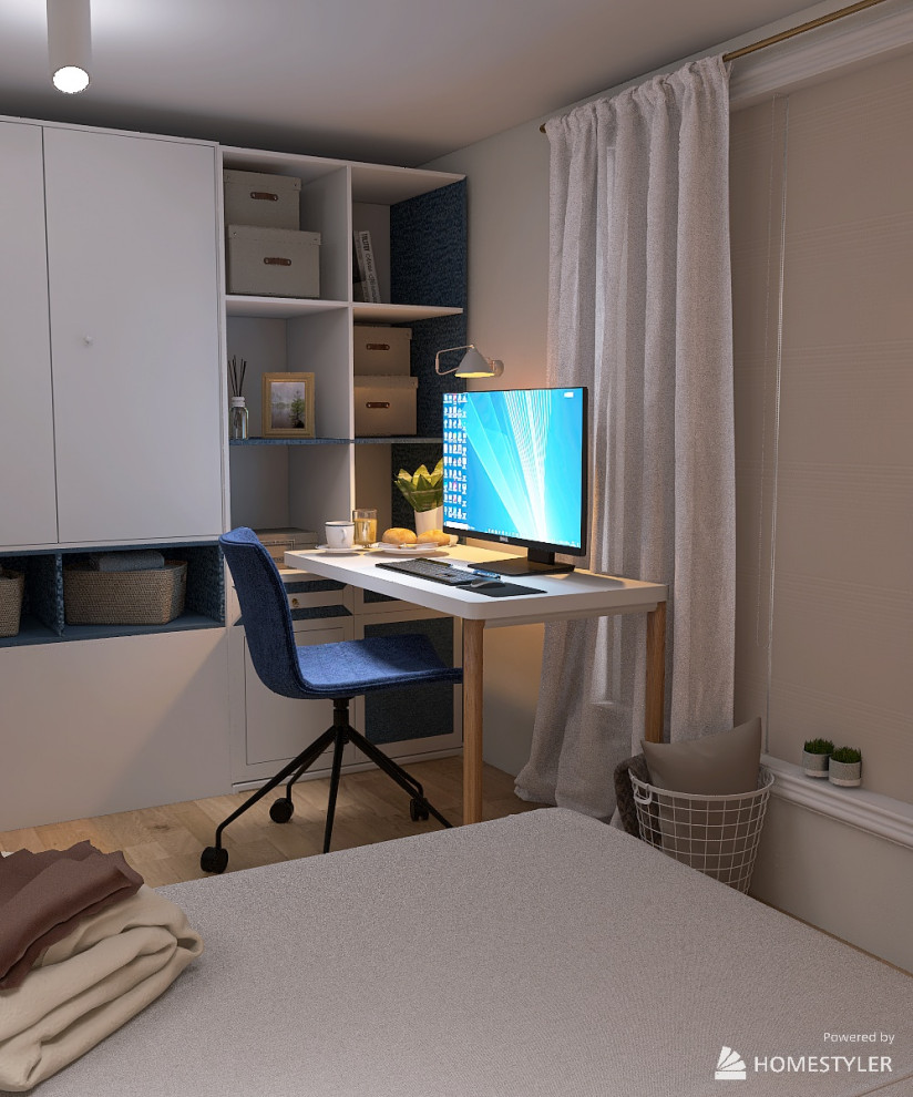 Квартира-студия с кроватью на подиуме для семейной пары