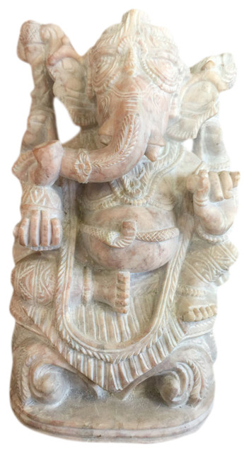 Meditation Sculpture Lord Ganesha Gorara Carved Stone Statue