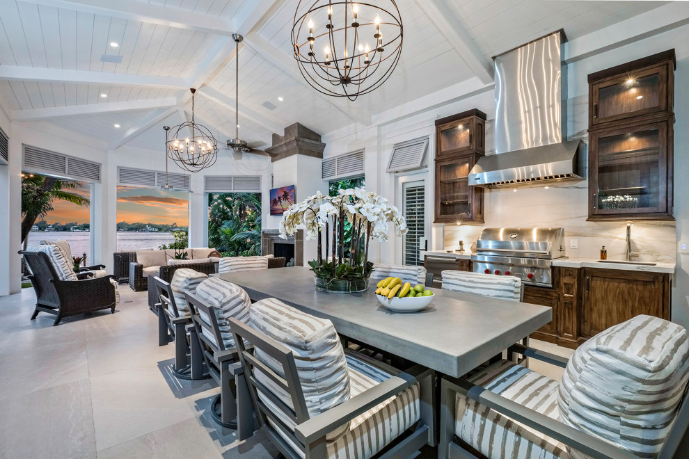 Inspiration for an expansive contemporary single-wall kitchen in Miami.