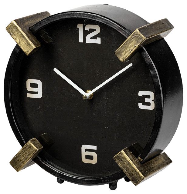 Agar Black Metal Round Table Clock
