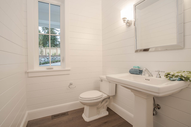 Modern Powder Room Seattle Clyde Hill Modern Farm House farmhouse-powder-room