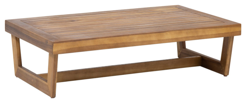 Hannah Outdoor Acacia Wood Coffee Table, Teak Finish