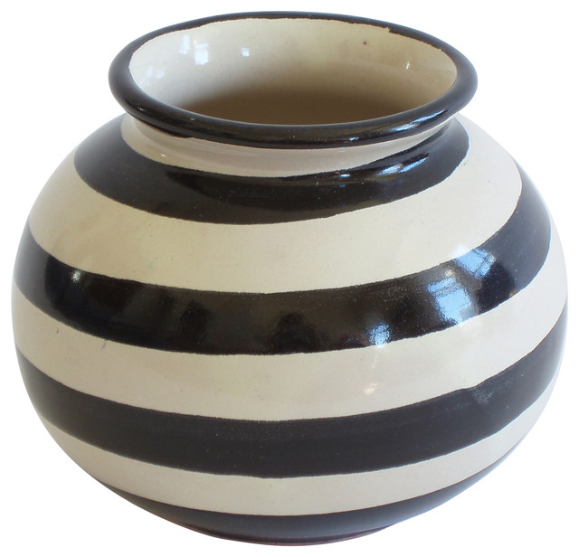 Small Round Vase Contemporary Vases By Emilia Ceramics Small Round Vase Black White Striped