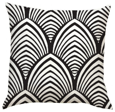 Black and White Shell Pattern Pillow, Adult Coloring Book Series, Extra Large