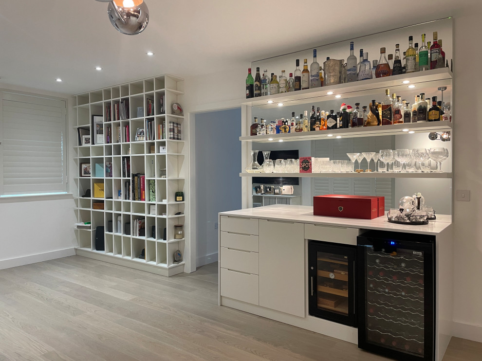 White Bespoke Bar In Living Room