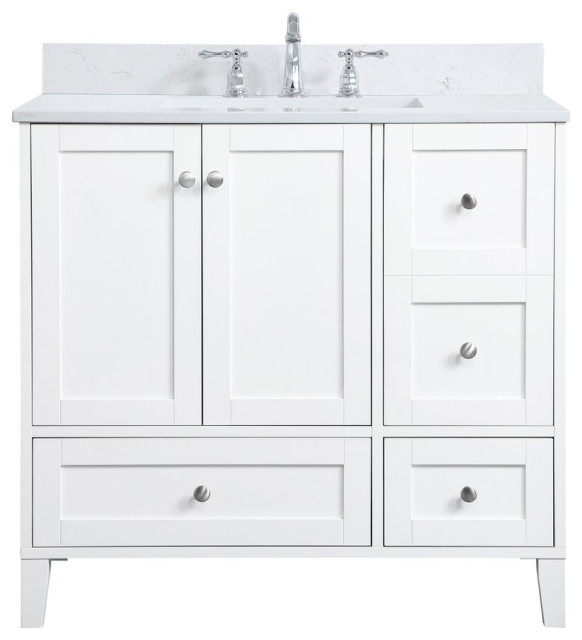 Sadie Single Bathroom Vanity With Backsplash - Transitional - Bathroom ...