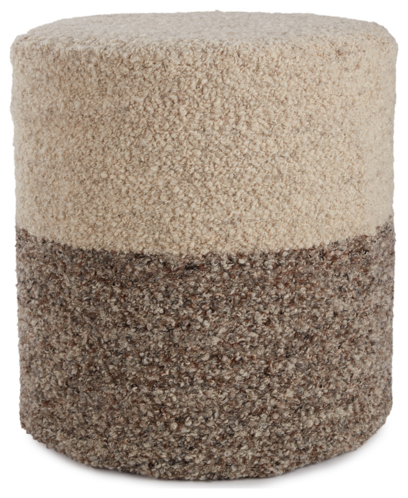 Micco Ombre Cylinder Pouf, Cream/Brown