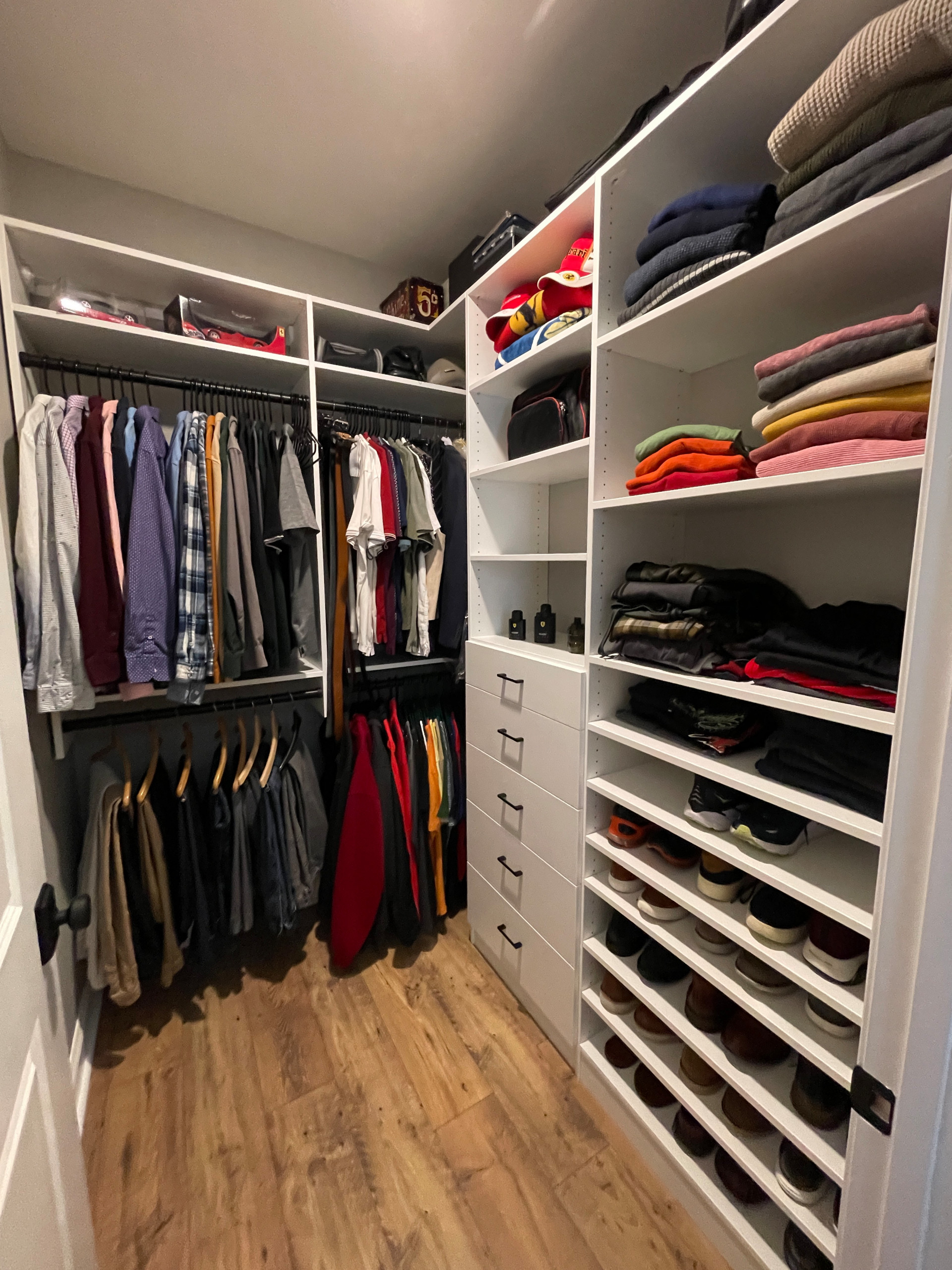 Men's Closet with Hang Space and Shoe Shelves