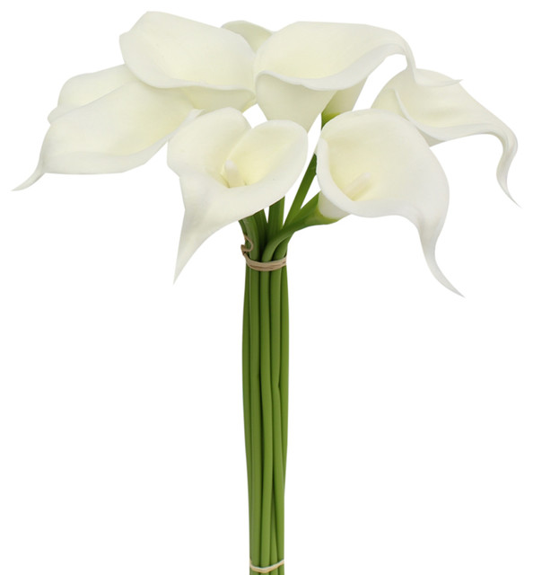 Pack of 10 soft touch lifelike artificial Calla lily, Ivory