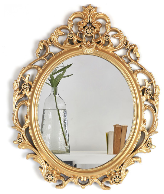 24"x20" Oval Gold Wall Mirror