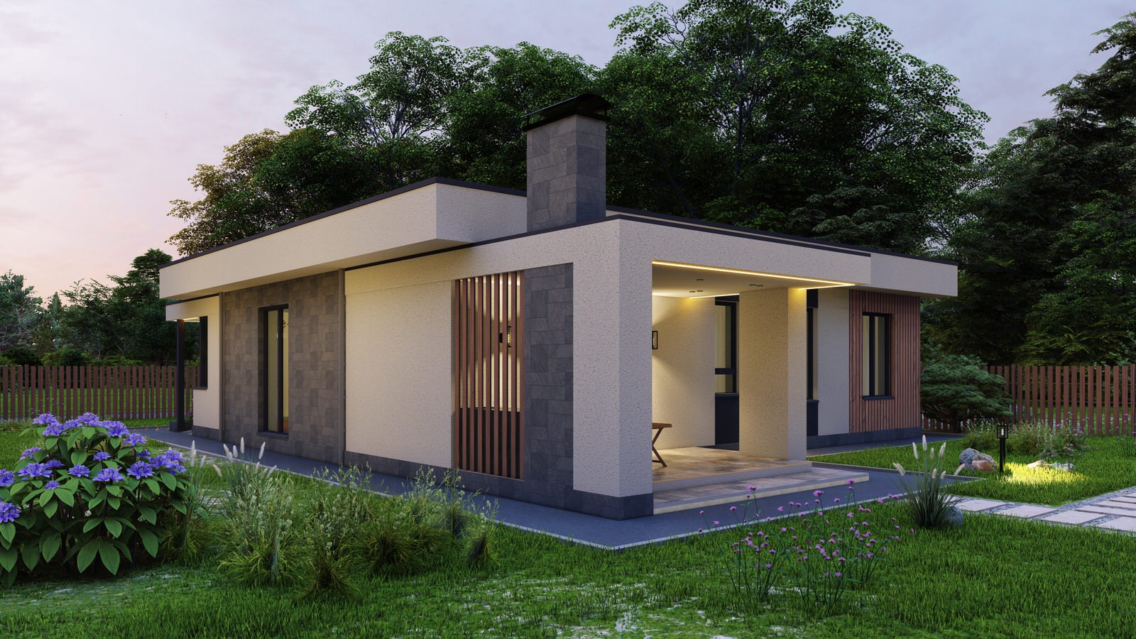 Одноэтажный дом в современном стиле