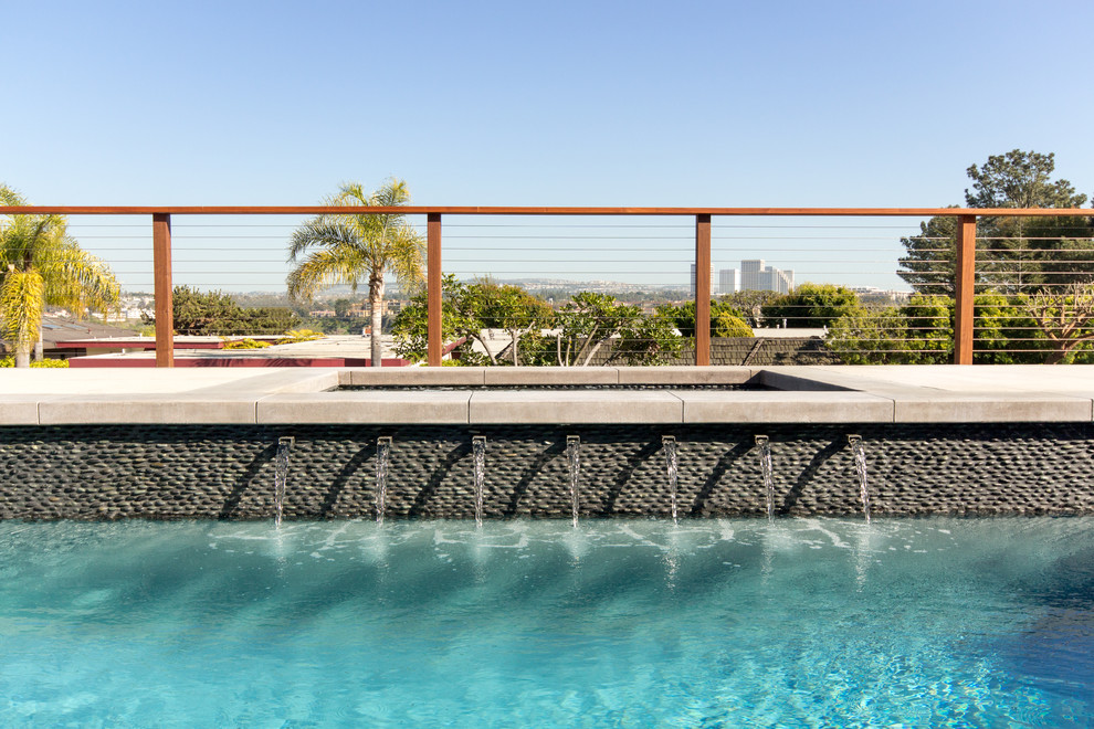 This is an example of a modern pool in Orange County.