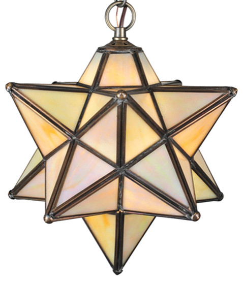 Meyda Lighting 9"W Moravian Star Beige Iridescent Mini Pendant