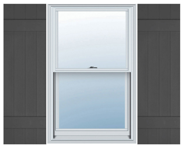 Mid-America, Board Joined, Board-n-Batten Shutters, Tuxedo Gray, 46