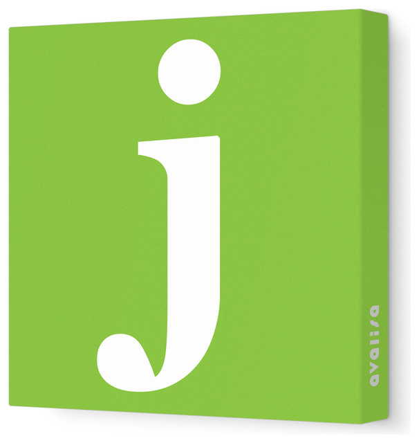 Letter - Lower Case 'j' Stretched Wall Art, 18" x 18", Green
