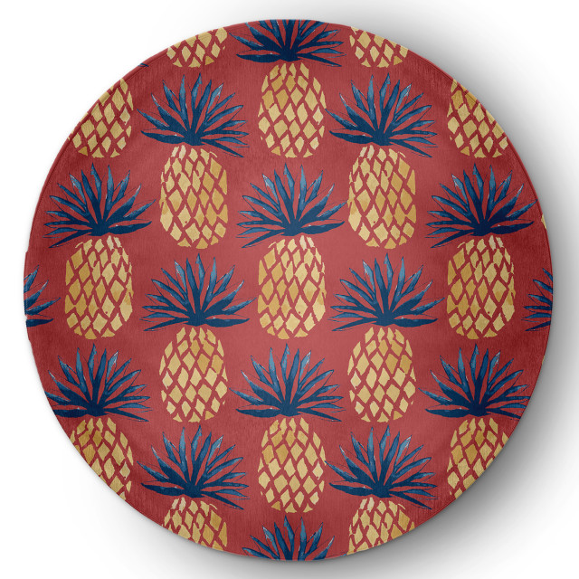 Pink Pineapple Print Round Rug main image 1