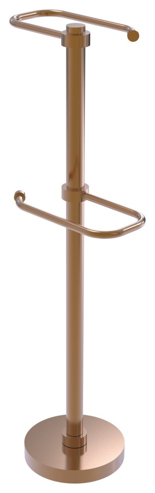 Free Standing Two Roll Toilet Tissue Stand, Brushed Bronze