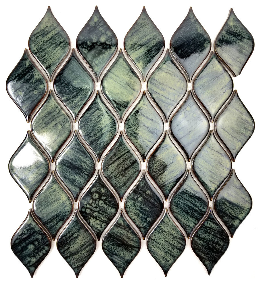 Monet 12 X12 Sheet Porcelain Tiffany Lantern Mosaic Iris Glossy Glass Tile Contemporary Mosaic Tile By Abolos