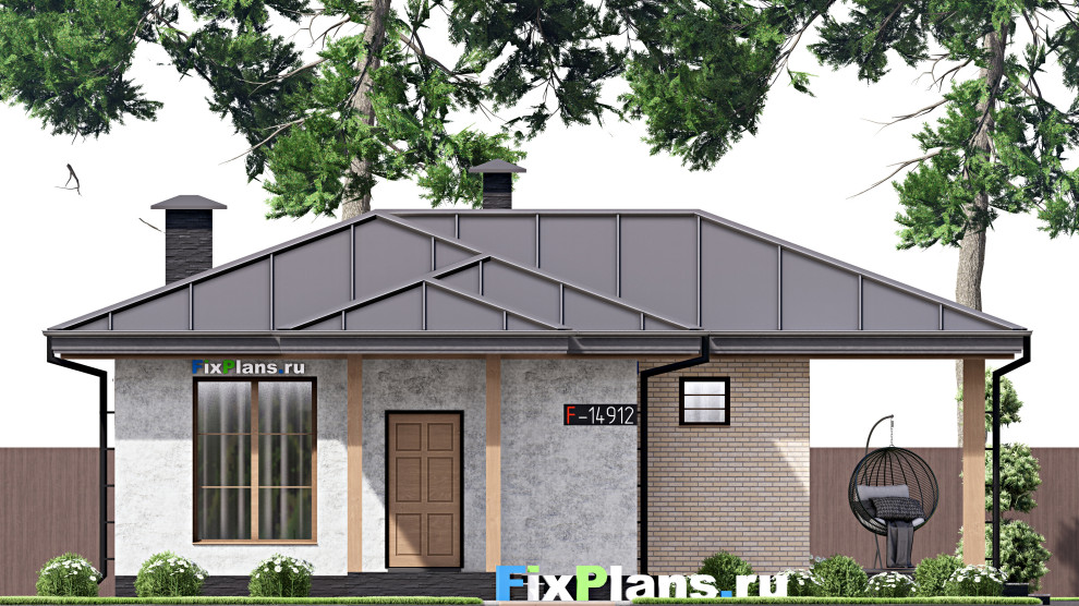 Проект одноэтажного дома 11х12м S81м2 F-14912