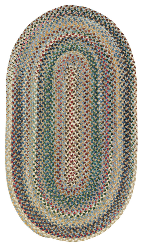 Sherwood Braided Oval Rug, Light Blue Contemporary Area Rugs by