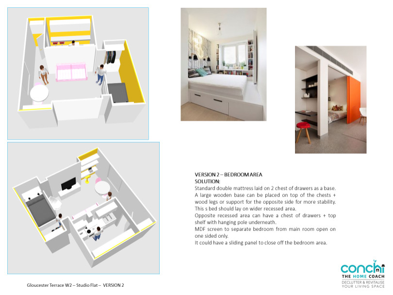 Studio Flat-layout design and storage ideas