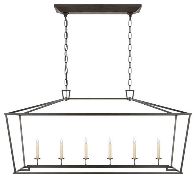 Darlana Linear Chandelier, 6Light, Aged Iron, 54"W (CHC 2166AI 2K0TU) Transitional Kitchen