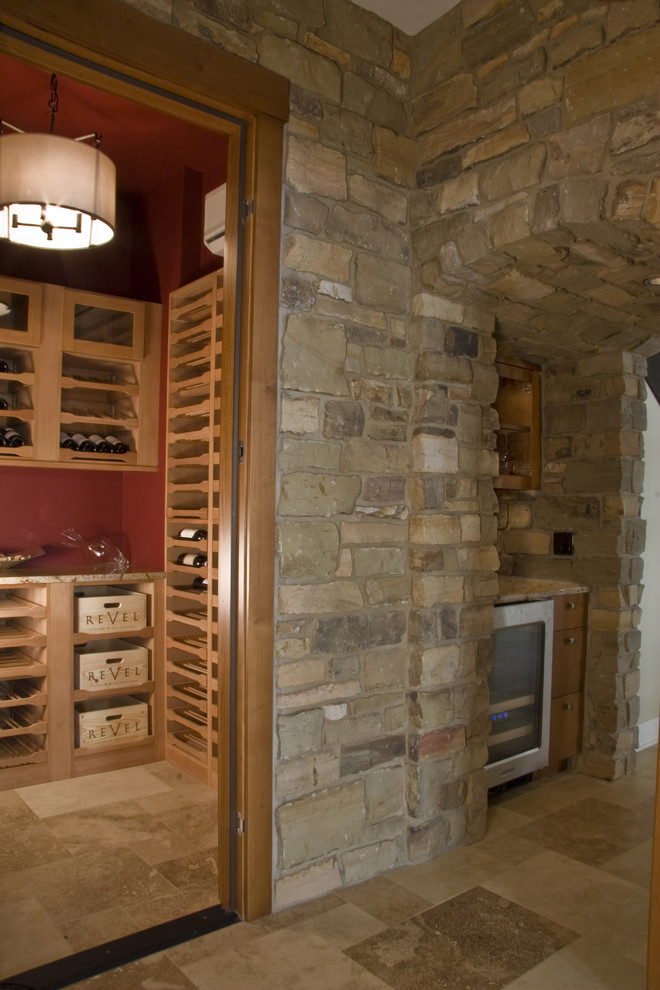 Photo of a contemporary wine cellar in Grand Rapids.