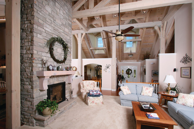 Rice Timber Frame traditional-living-room