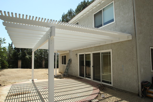 Wood Lattice Patio Cover and Wood Balcony - Traditional - Patio - Los ...