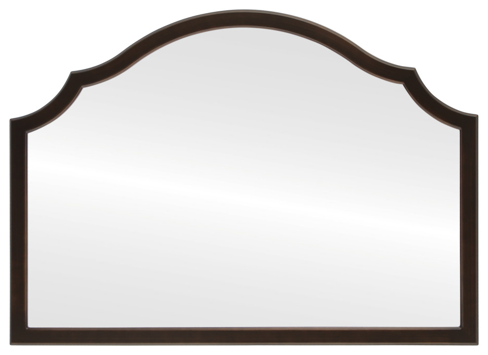 Pescara Framed Mantel Mirror, Peaks Cathedral, 38.4"x27.4", Rubbed Bronze