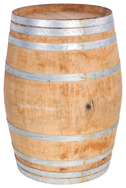 Lacquered Full Reclaimed Oak Wood Wine Barrel Rustic
