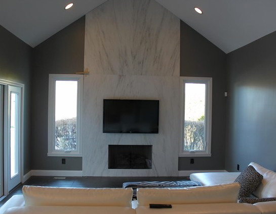 Photo of a contemporary family room in Indianapolis.