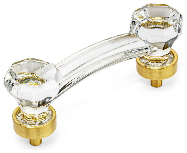 Cosmas 6397BBC Brushed Brass with Clear Glass Pull