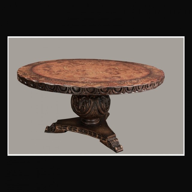 Hand Carved Round Dining Table, Old World Style Dining Room Furniture
