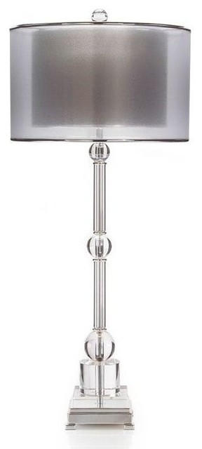 John Richard 37 H Crystal And Nickel Buffet Lamp In Two Tone John Richard 37 H Crystal And Nickel