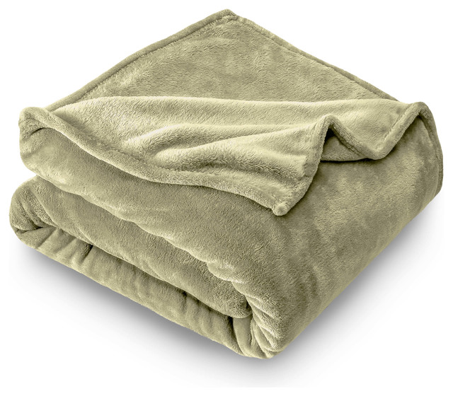 Bare Home Microplush Fleece Blanket, Sage, King